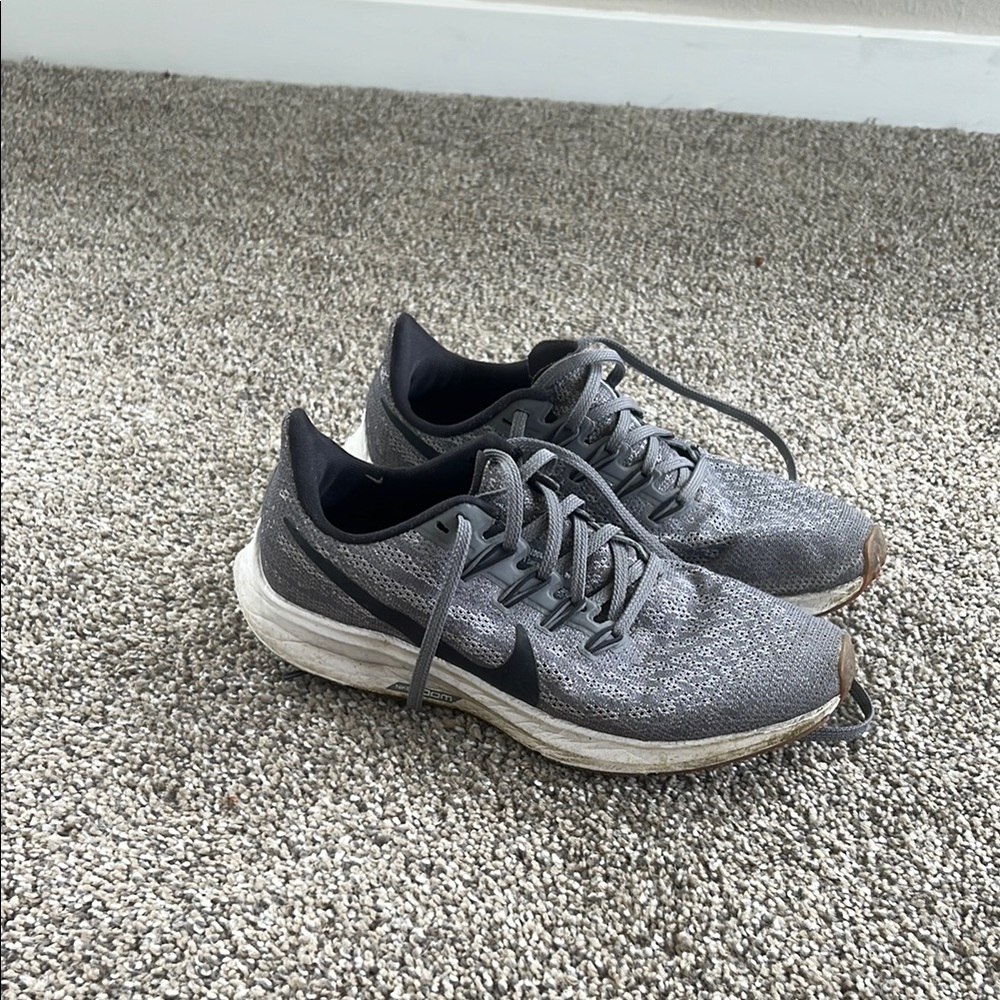 Nike Gray and Black Athletic Shoes with Mesh Upper